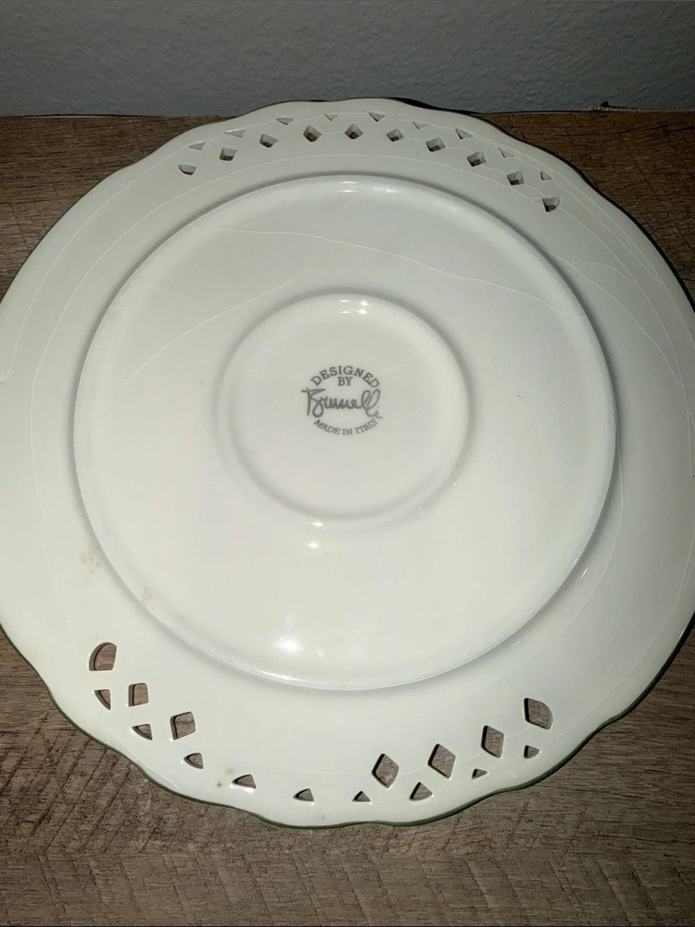 Pietro Brunelli White Porcelain Serving Plate with Green Fruit Motif